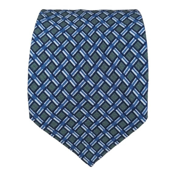DUNHILL Gray Geometric Silk Tie ITALY 56"/ 3.7" EC - Picture 1 of 6